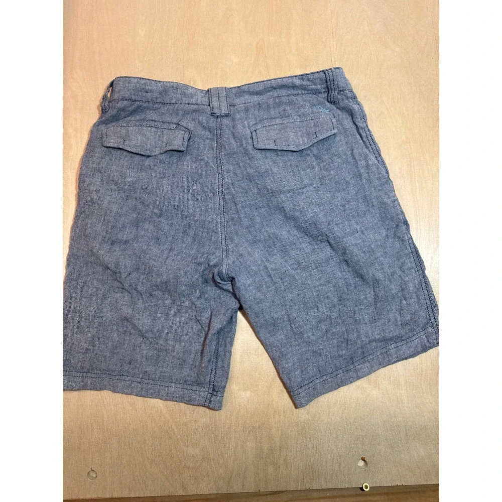 Tommy Bahama Mens Blue Linen Blend Flat Front Shorts Size 32 Chambray Texture